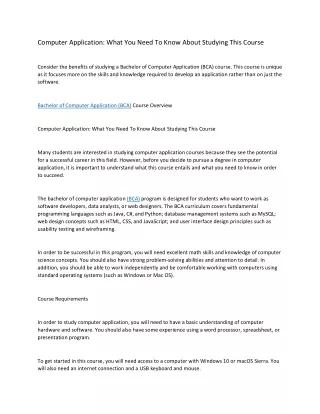 computer application what you need to know about