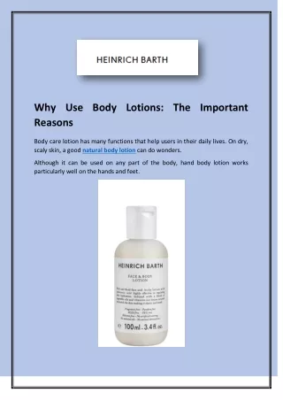 Why Use Body Lotions The Important Reasons