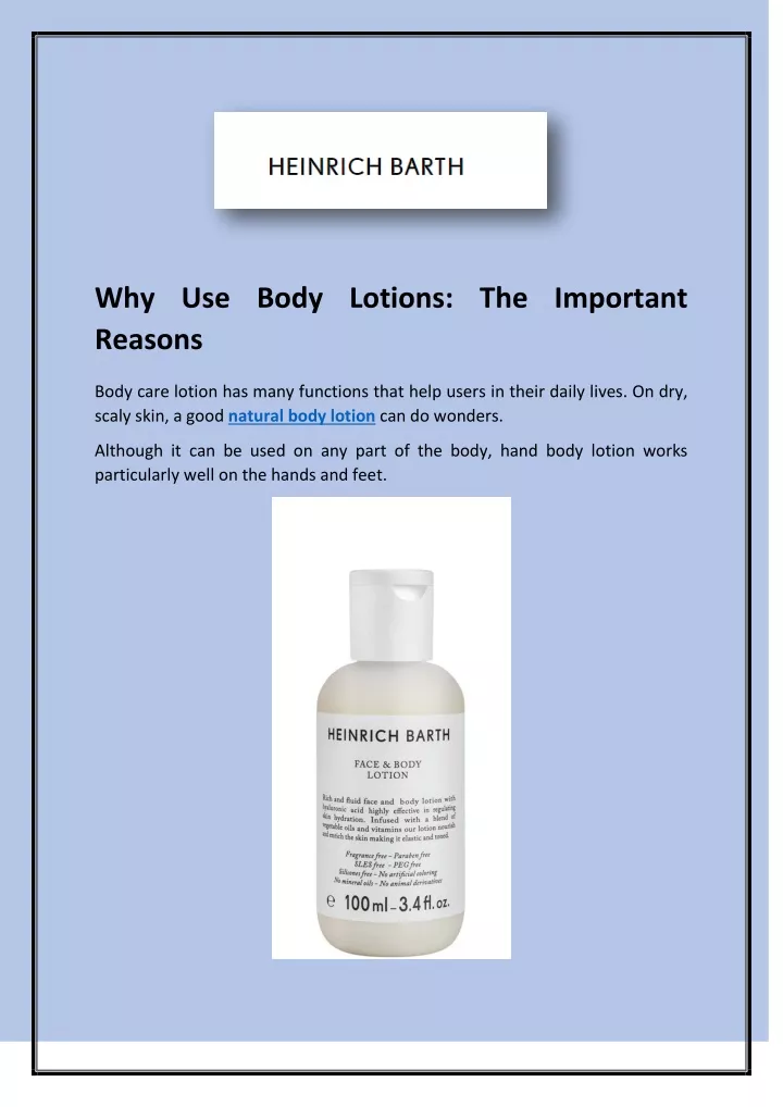 why use body lotions the important reasons body