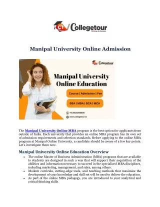 Manipal University Online Admission