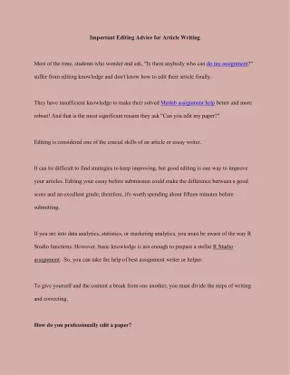 Important Editing Advice for Article Writing