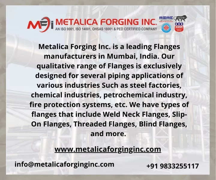 metalica forging inc is a leading flanges