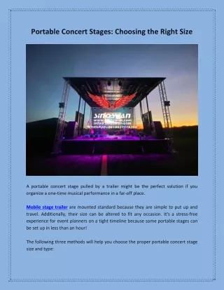 Portable Concert Stages Choosing the Right Size