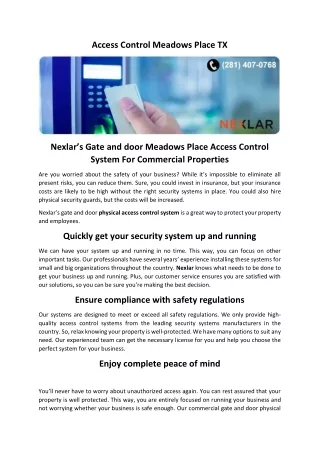 access control meadows place tx