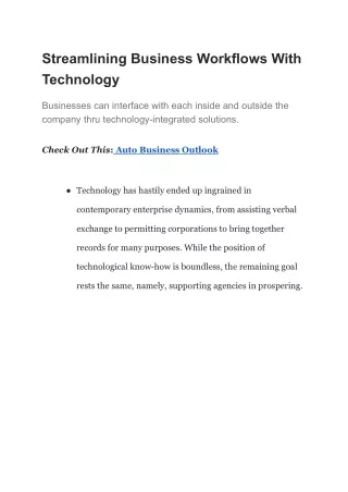 Streamlining Business Workflows With Technology