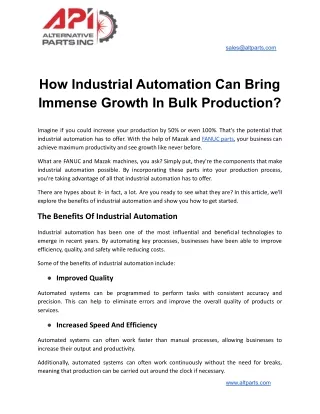 How Industrial Automation Can Bring Immense Growth In Bulk Production