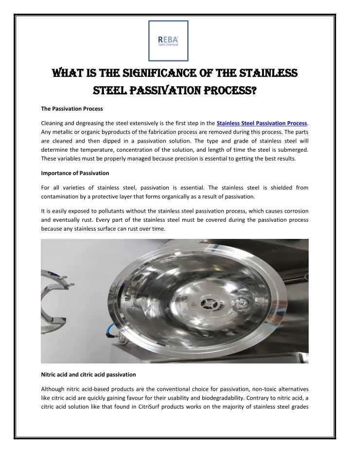 what is the significance of the stainless what