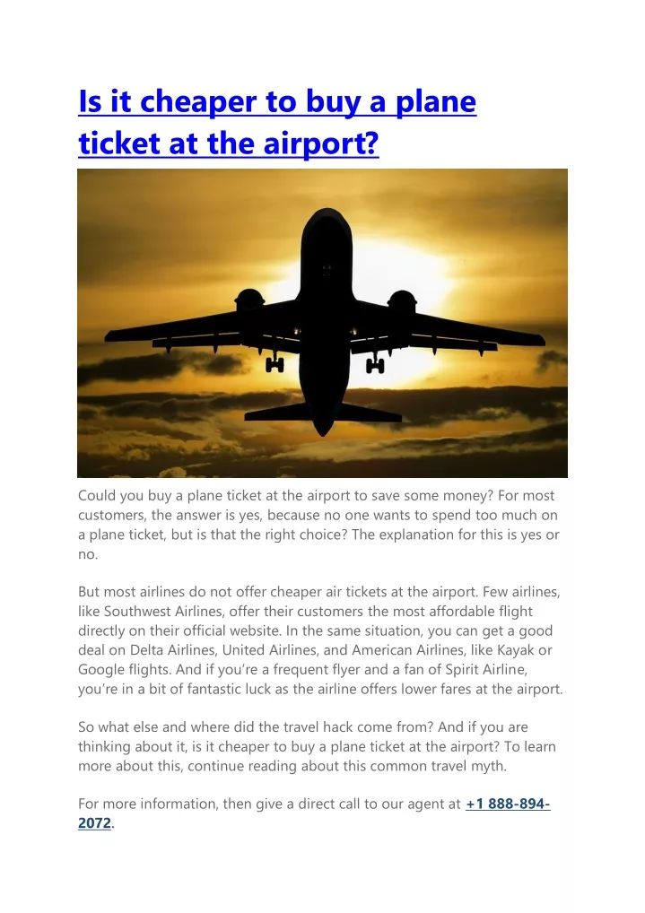 is it cheaper to buy a plane ticket at the airport