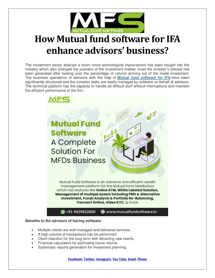 how mutual fund software for ifa enhance advisors