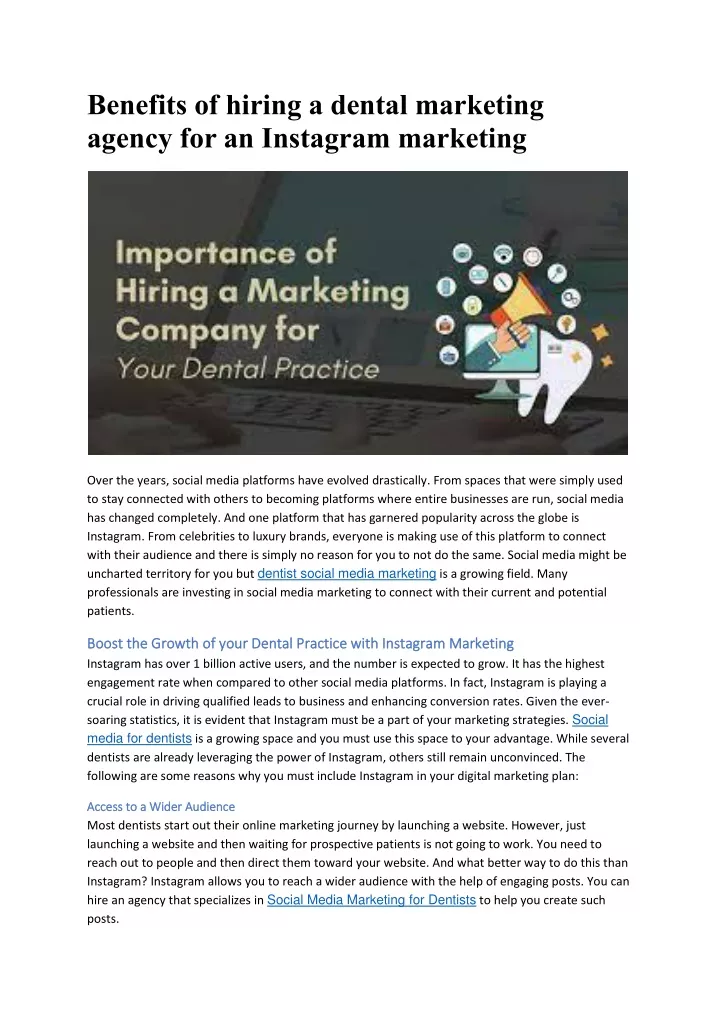 benefits of hiring a dental marketing agency