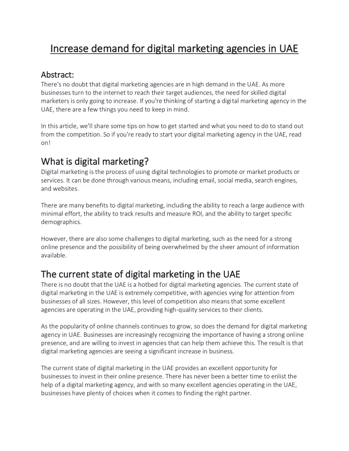 increase demand for digital marketing agencies