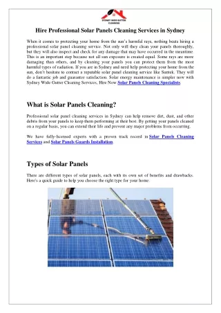 Hire Professional Solar Panels Cleaning Services in Sydney