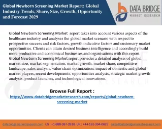 global newborn screening market report global