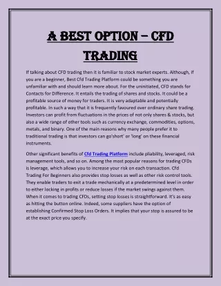 a best option a best option cfd trading trading