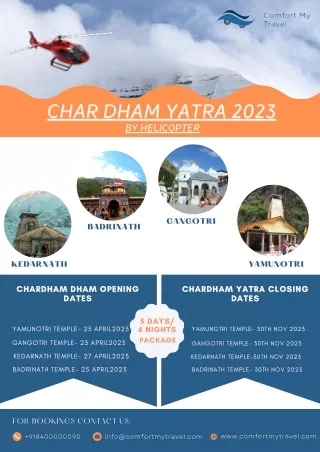 Char Dham Yatra 2023 Booking Dates- Comfort My Travel