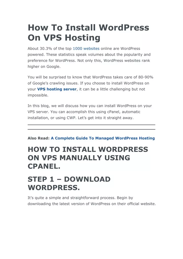 how to install wordpress on vps hosting