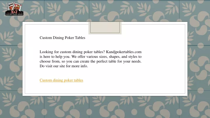 custom dining poker tables looking for custom