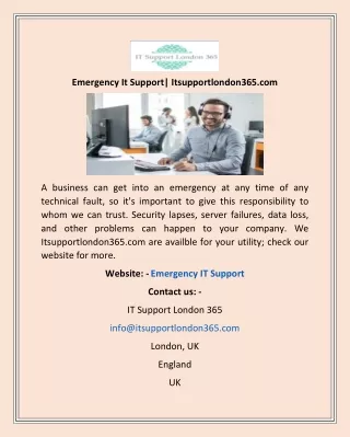Emergency It Support| Itsupportlondon365.com