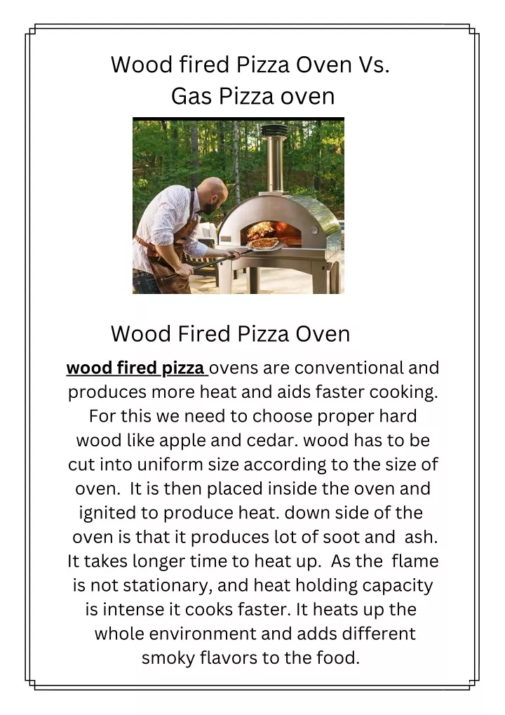 wood fired pizza oven vs gas pizza oven