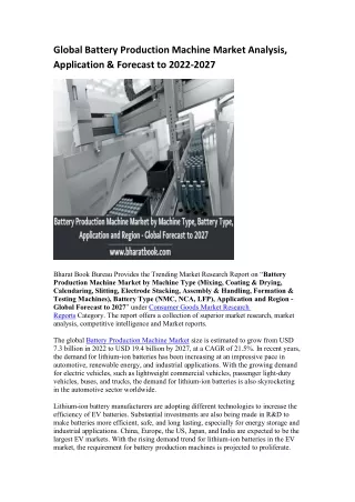 global battery production machine market analysis