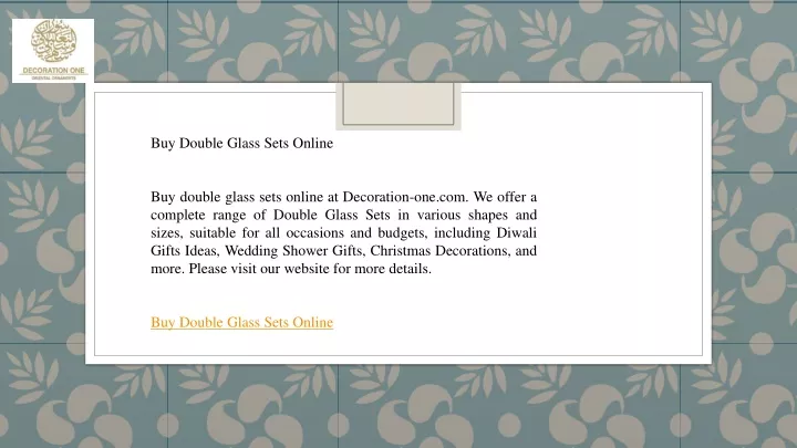 buy double glass sets online buy double glass