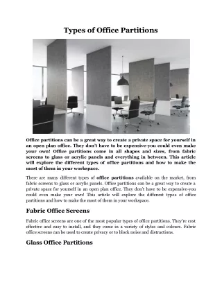 Types of Office Partitions