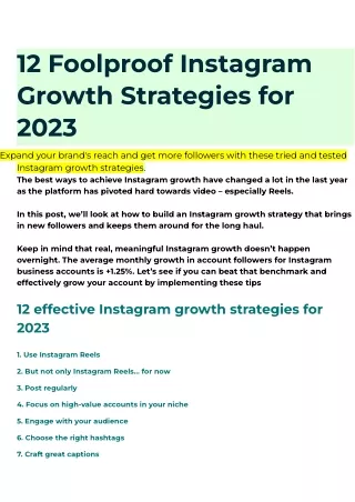 12 Foolproof Instagram Growth Strategies for 2023