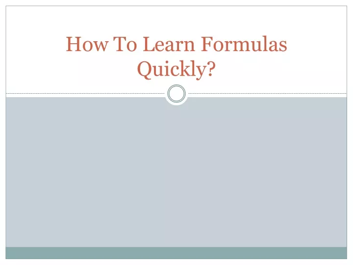 how to learn formulas quickly