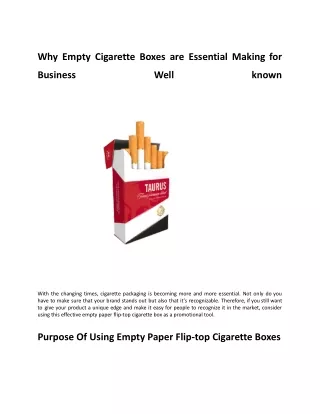 Why Empty Cigarette Boxes are Essential Making for Business Well known.docx