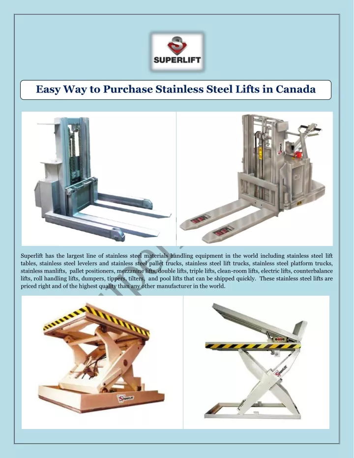 easy way to purchase stainless steel lifts