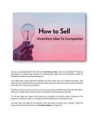 How To Sell Your Invention Ideas To Companies- 2022 Guide