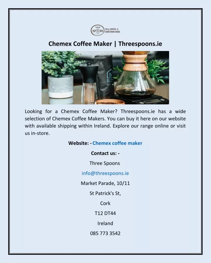 chemex coffee maker threespoons ie