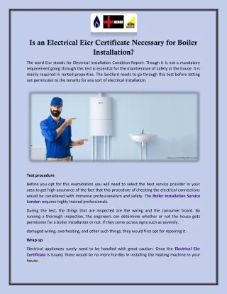 Is an Electrical Eicr Certificate Necessary for Boiler Installation?