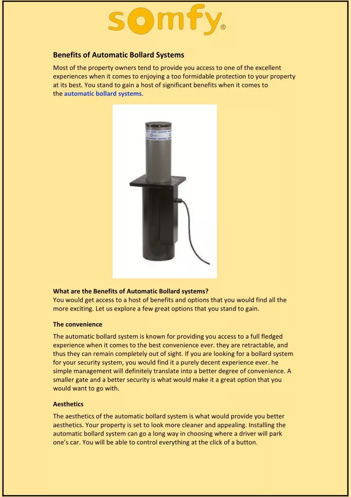 benefits of automatic bollard systems