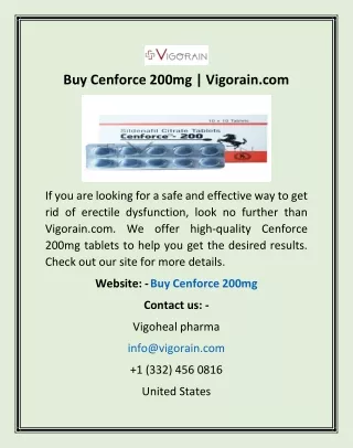 Buy Cenforce 200mg | Vigorain.com
