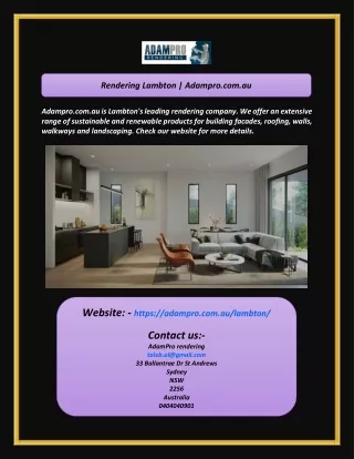adampro com au is lambton s leading rendering