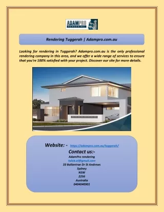 looking for rendering in tuggerah adampro