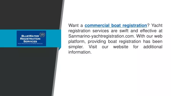 want a commercial boat registration yacht