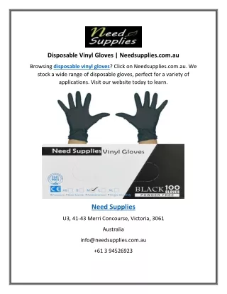 Disposable Vinyl Gloves | Needsupplies.com.au