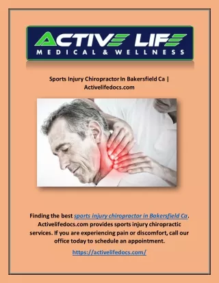 Sports Injury Chiropractor In Bakersfield Ca | Activelifedocs.com