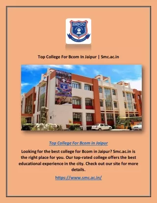 Top College For Bcom In Jaipur | Smc.ac.in