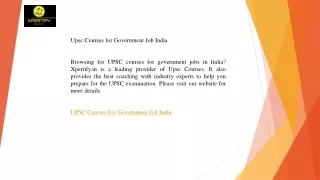 Upsc Courses for Government Job India  Xpertify.in