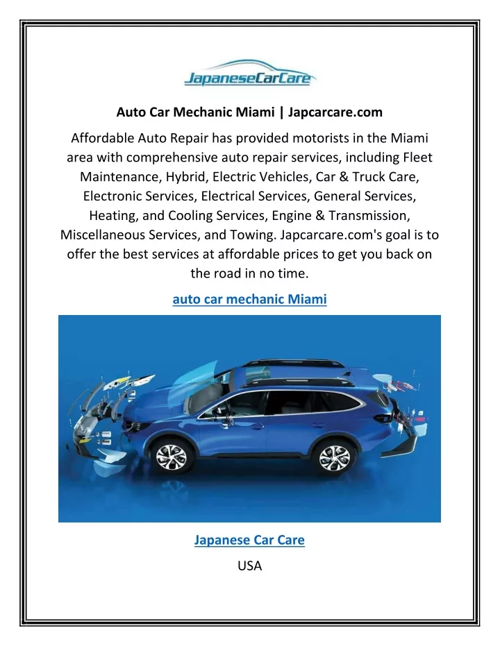 auto car mechanic miami japcarcare com