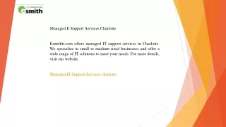 Managed It Support Services Charlotte  Esmithit.com