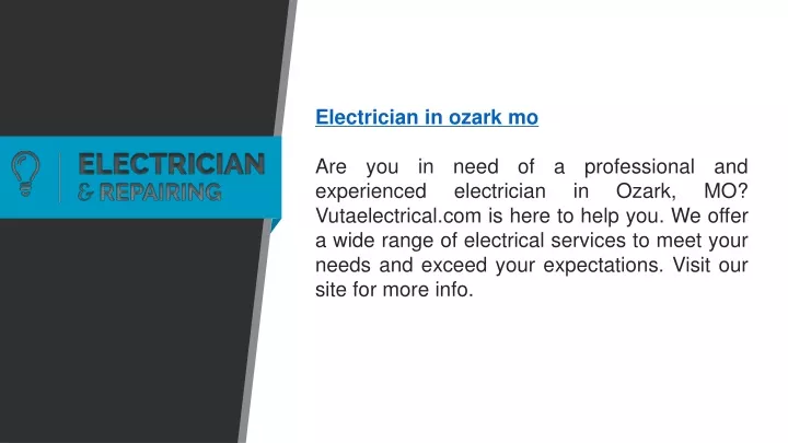 electrician in ozark mo are you in need