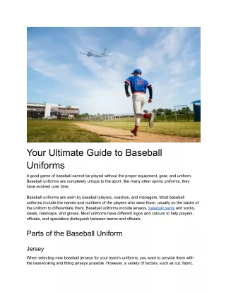 Your Ultimate Guide to Baseball Uniforms