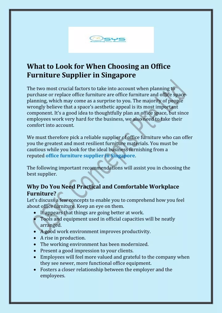 what to look for when choosing an office