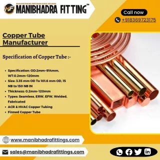 Copper Pipes | Medical Gas Copper Pipes | Copper Tubes - Manibhadra Fittings