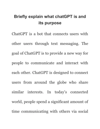 Briefly explain what chatGPT is and its purpose