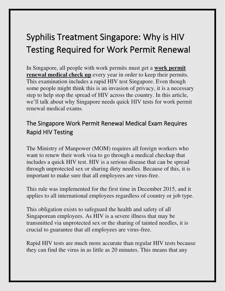 syphilis treatment singapore why is hiv syphilis